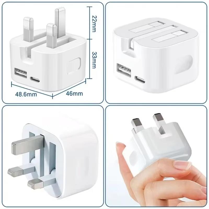 1Pcs Super Fast Quick Charging USB C Charger 20W 35W For Phone 13 14 15 16 S24 S23 Compatible With UK GB AC Home Travel