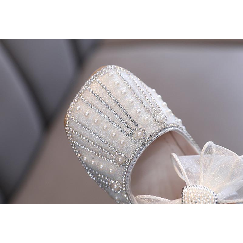 Nuove scarpe in pelle per bambine stile principessa coreana per primavera/autunno, piccole/medie/grandi, scarpe singole, scarpe da ballo, scarpe da spettacolo, tulle