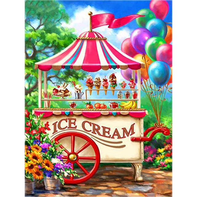 

5D алмазная живопись Мороженое Десерт Полный дрель Круглая Алмазная вышивка Шоколадная тележка Картина Детский подарок Украшение дома Full Round 20x30CM