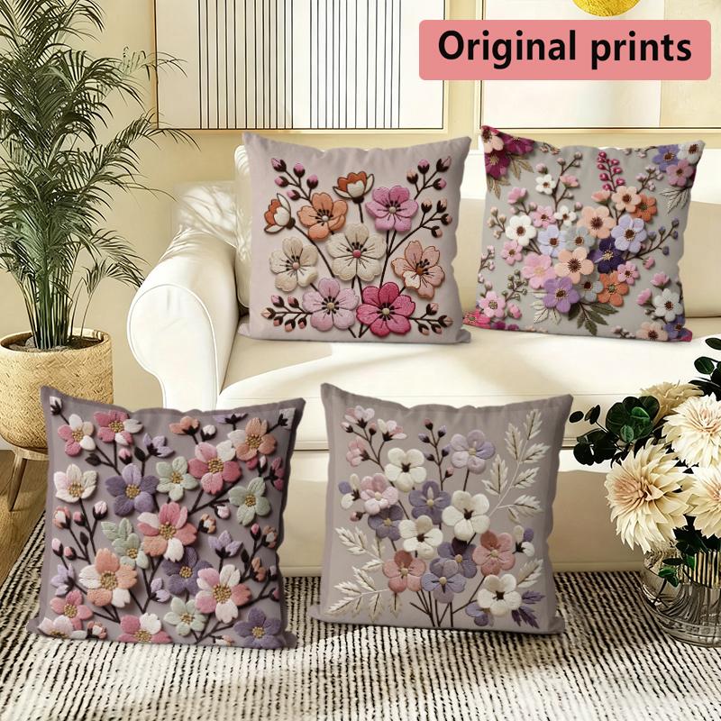 Vintage Embossed Floral Throw Pillow Covers Pattern Cushion Cover Suitable For Sofa Bedroom Car Pillow Cover