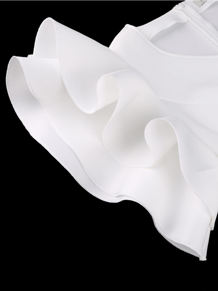 Elegante Damen Bodycon Kleider V-Ausschnitt Kurze Schmetterlingsärmel Patchwork Peplum Hohe Taille Kirche Party Veranstaltungen Anlässe