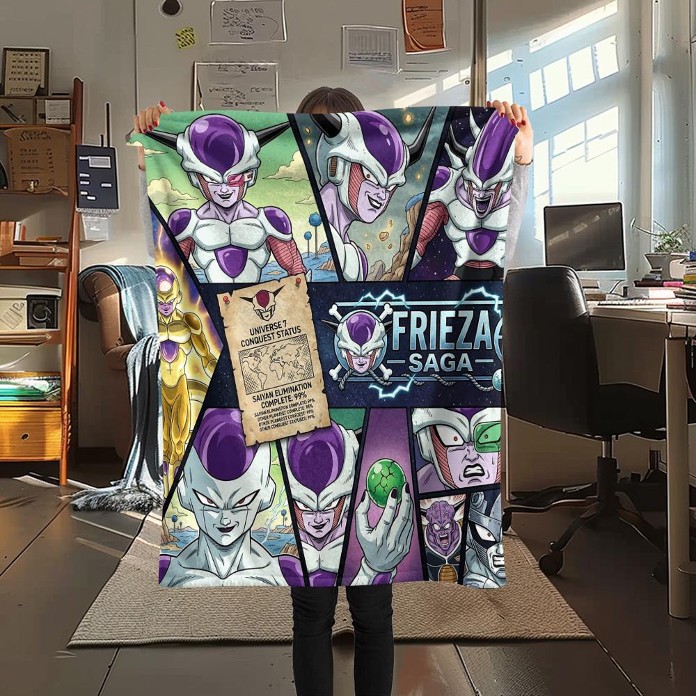 1PC Frieza Patterned Flannel Blanket Suitable For All Seasons For Home Decor Warmth And Comfort Gifts Holiday Present