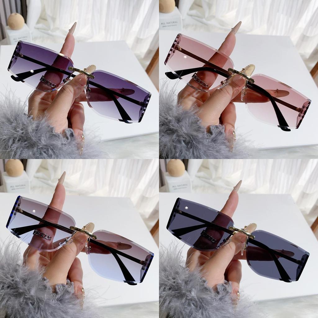 Unisex Frameless Curved Sunglasses With Uv400 Protection For Travel And Outdoor Activities