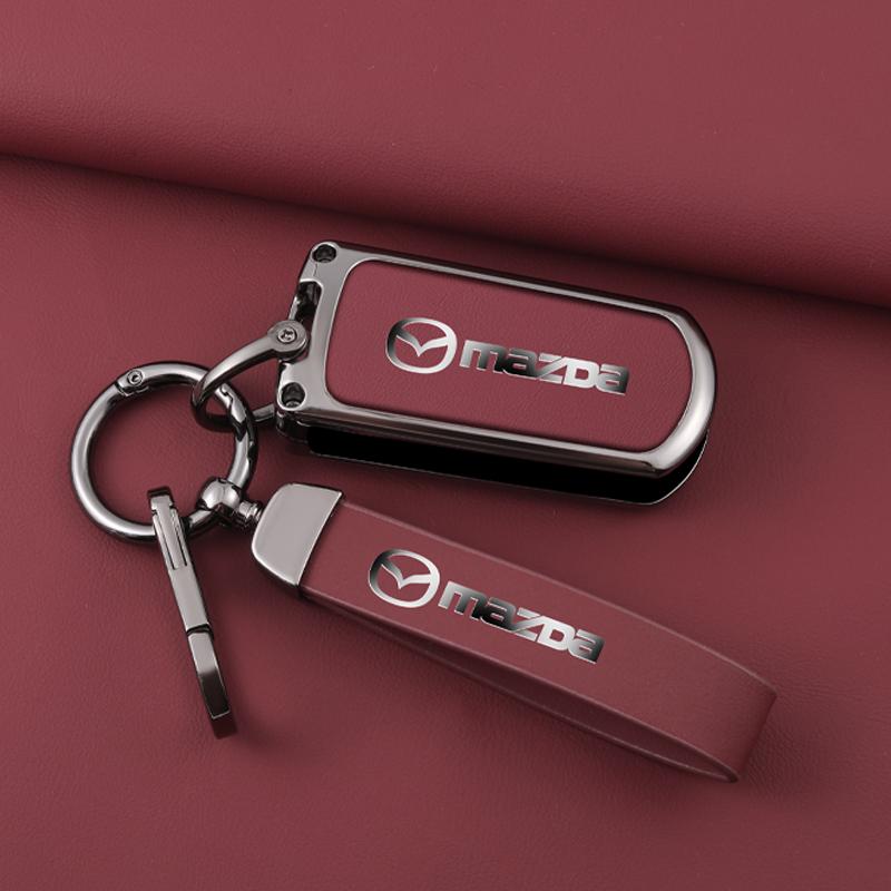 2025 Hot Leather Car Key Case Cover For MAZDA 3 5 6 CX-5 CX-7 CX-9 Miata MX-5 MPS SP23 2 3 Buttons Flip Folding Protector Car Ac