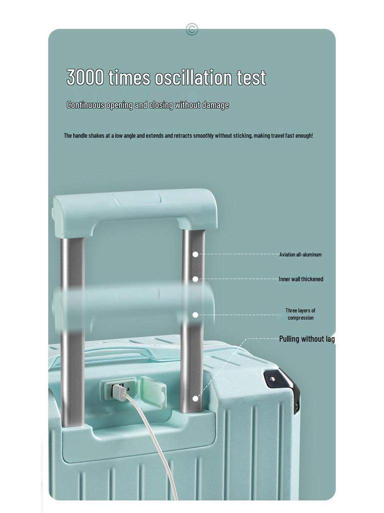 Durable Multifunctional Luggage with Cup Holder, Combination Lock, Rechargeable Features, and Large Capacity for Men and Women