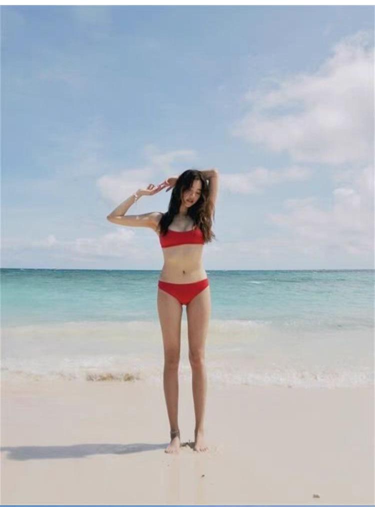 New Style Solid Color Two-Piece Bikini: Sexy, Fashionable, Simple Design for Women