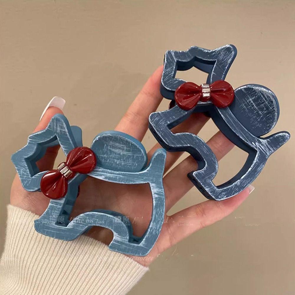 Hairpin Hollow Puppy Hair Grab Animal Red Bow Shark Clip Sweet Cartoon Hair Claw Streetwear