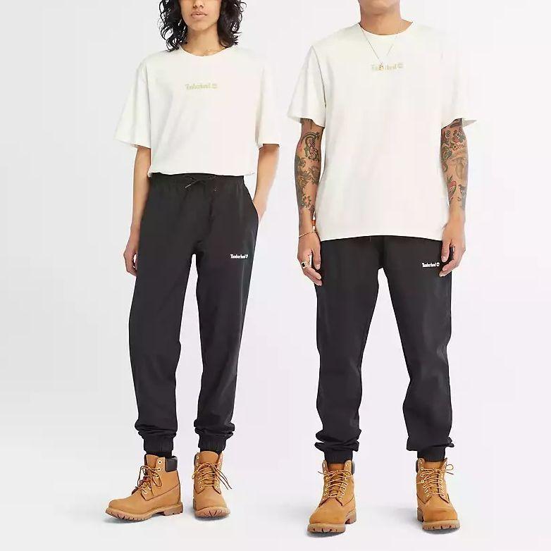 Timberland Solid Color Label Drawstring Casual Pants Unisex bottoms Black A678N-001