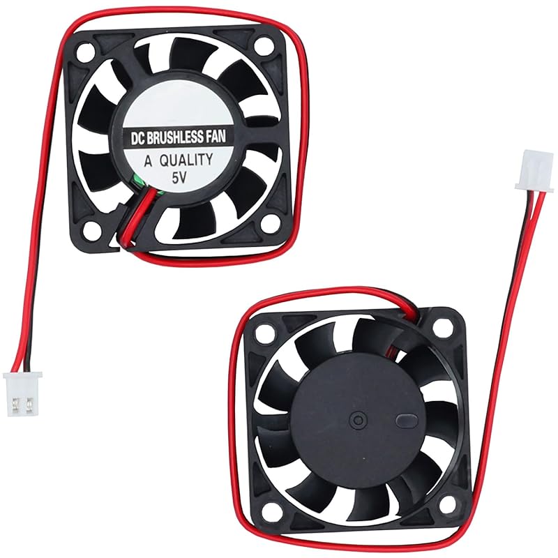 2Pcs 40mm Fan 12V,3D Printer Micro 5 Volt Fans 4010, Mini Brushless Cooling Fan 40mm x 10mm 2PIN, 6500 RPM,for DIY Cooling Ventilation (12V, 0.08A) DC 5V