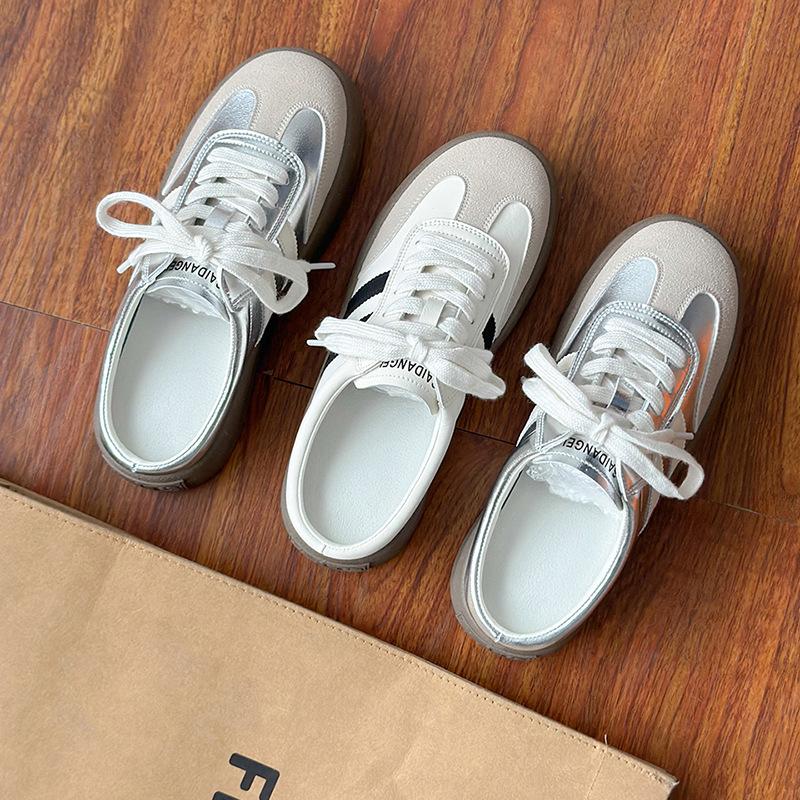 Baotou board shoes women's new summer wear one pedal white shoes thick soles without heels half slippers