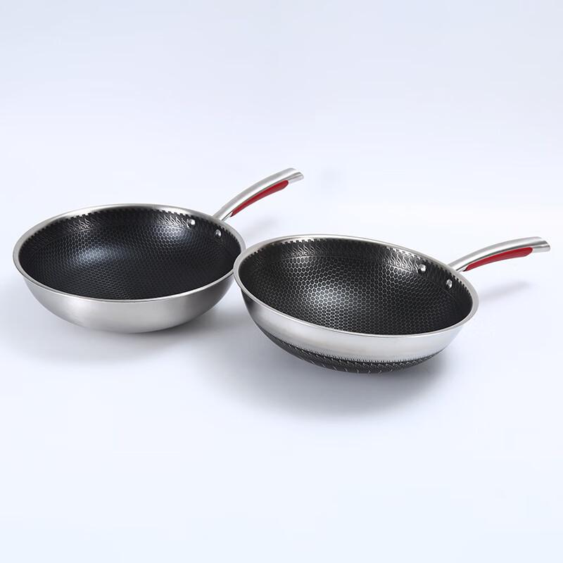 Sanjiaolong Mengchi 316L Stainless Steel Honeycomb Round-Bottom Wok, 32cm