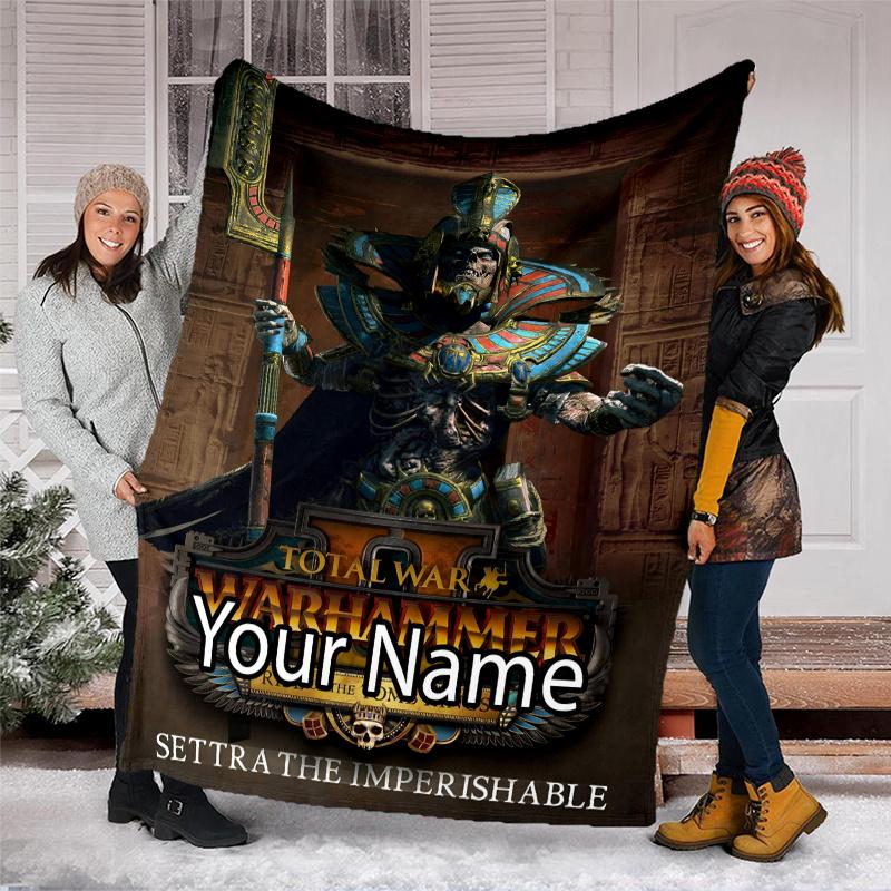 Custom Name Total War Warhammer Theme Printed Blanket - Perfect for Couch, Bed, Travel & Outdoor Use | Machine Washable, Cozy & Durable.