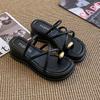 Summer New Thick-soled 2025 Muffin Outer Wear Slippers Pinch Feet Fashion Women's Cover Toe Wedges