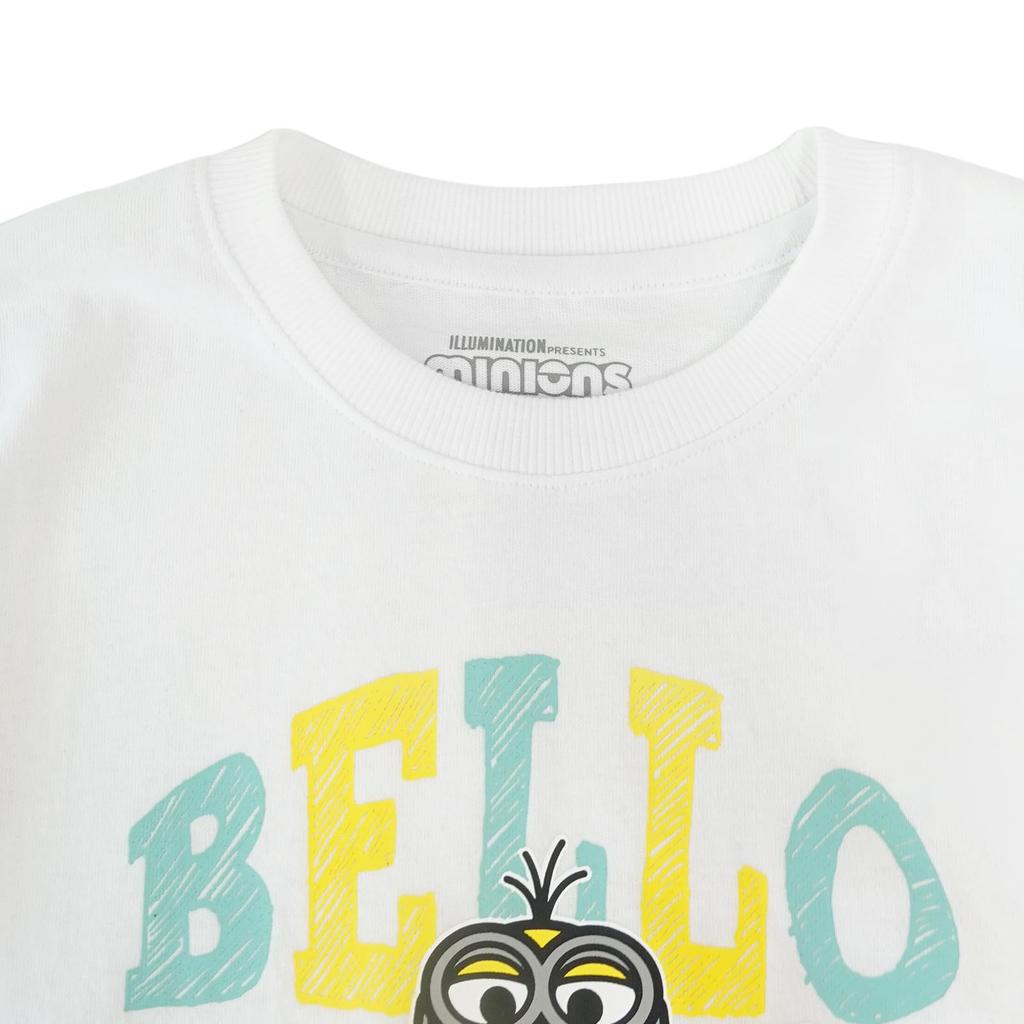 Fineplus Minions BELLO T-Shirt with Stuart, Kevin, Bob, and Tim Print. Character Merchandise.