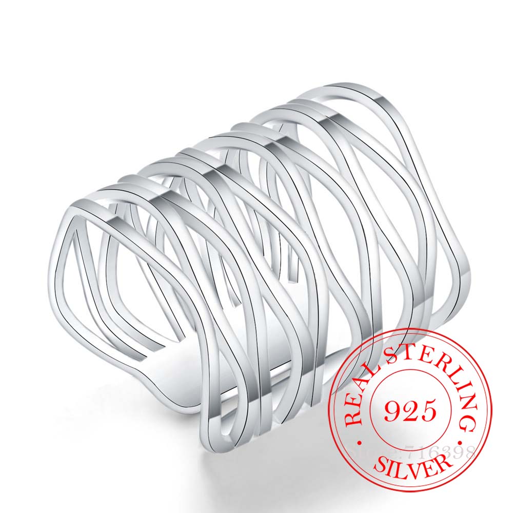 

2020 New Retro Antique Open Weave Finger Ring Real 925 Sterling Silver Thumb Rings for Women Ladies Fashion Bohemian Jewelry resizable