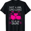 Funny Drummer Art For Girls Women Drumming Drum Set Drummer T-Shirt (2)