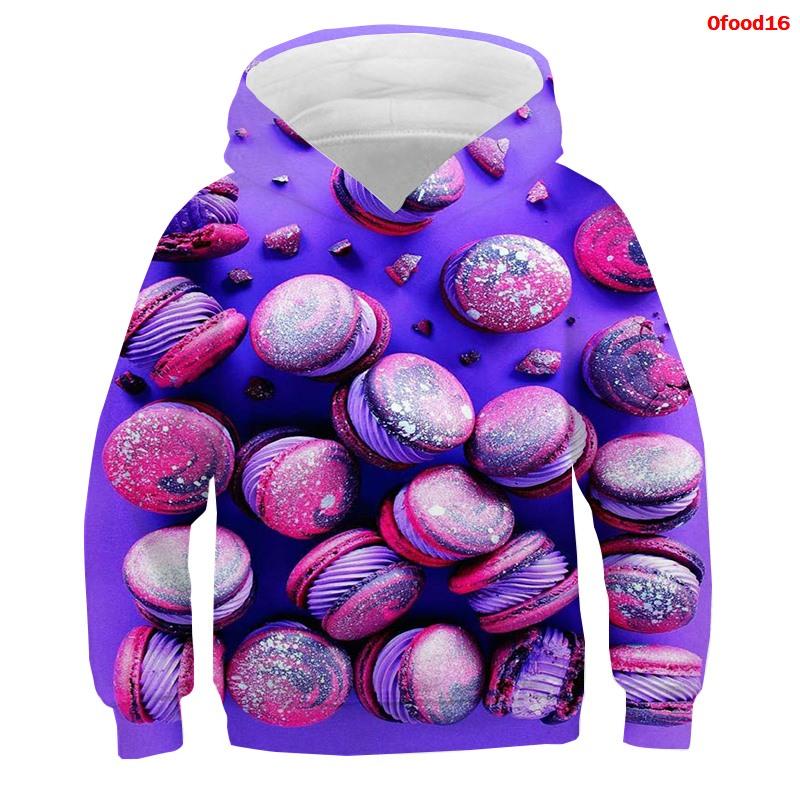 3D Print Funny Food Tops Candy Macaron Girls Boys Hoodies Kids Hooded Sweatshirts Teens Clothes 2021 Children Nutella Pullovers