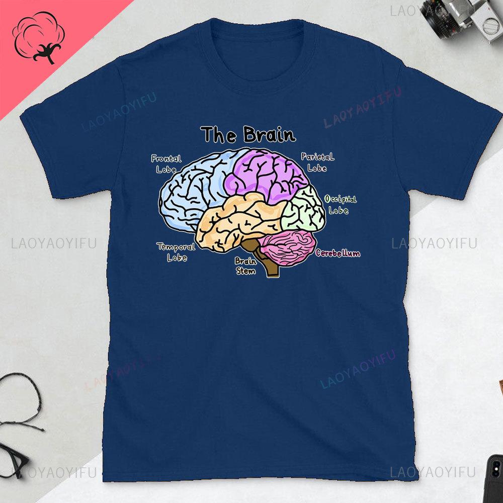 Funny Part of The Brain Color Chart High Quality Tshirt Neurology Print Harajuku Unisex Summer Short Sleeve Gift Tshirt Tops