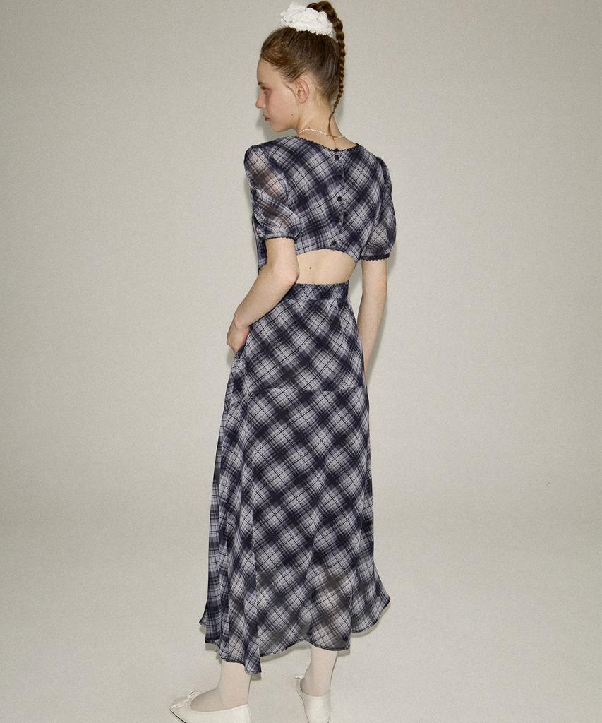 Salon De Yon Vintage Check Long Dress_ Black