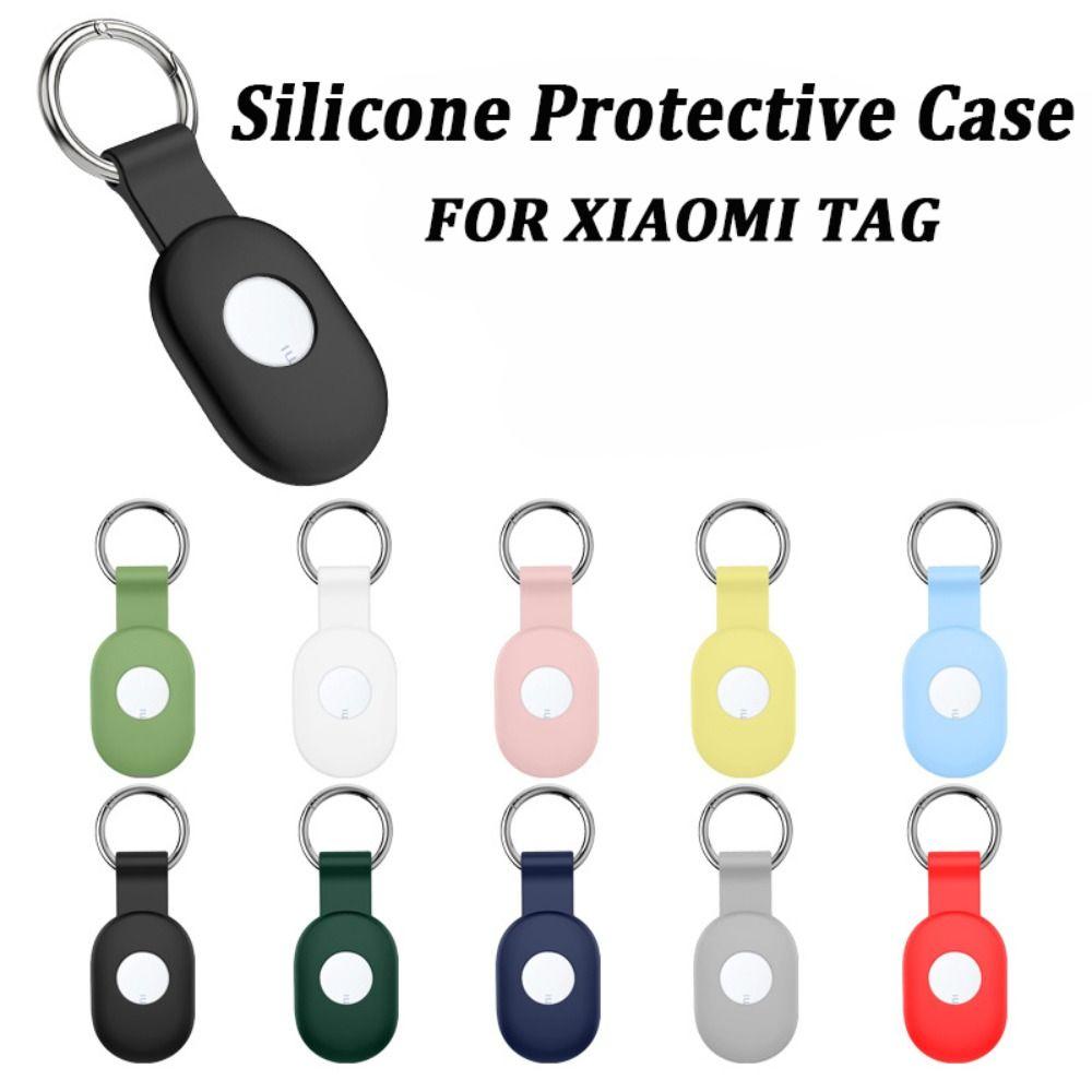 Silicone Protective Case Full Coverage Anti-Scratch Tracker Cover with Keyring Anti-lost Locator Holder Shell for Xiaomi Tag