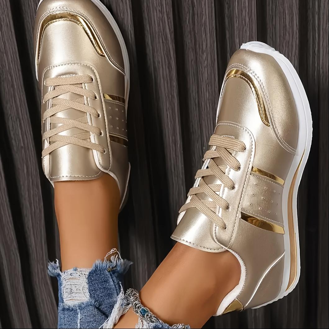 

Женские повседневные спортивные кроссовки, теннисные туфли, скейтборд, вулканизированная обувь 40 золотой