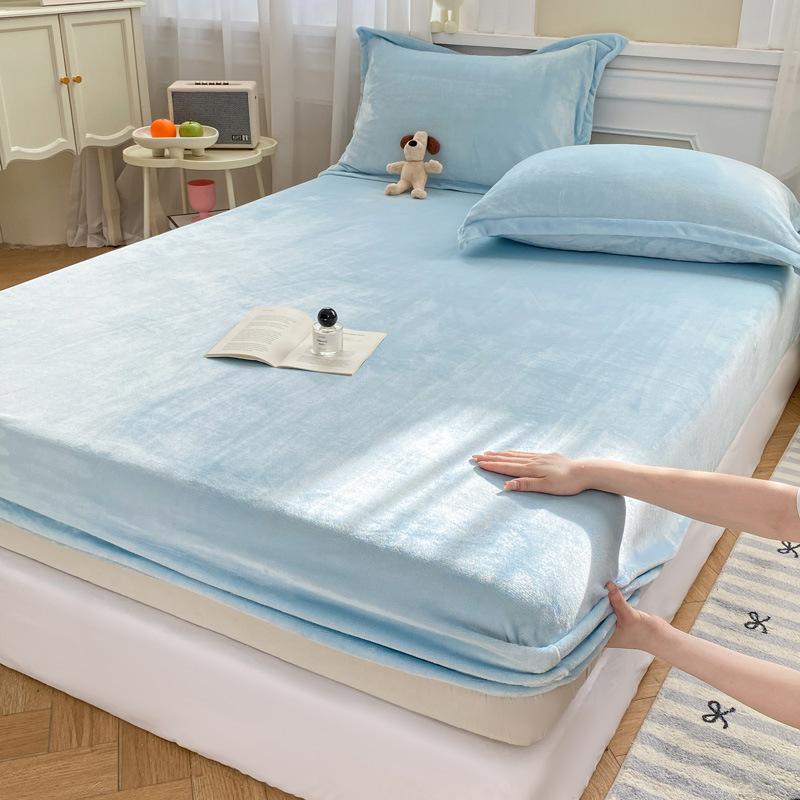 Winter Velvet Material Fitted Sheet Soft Plush Warm Mattress Cover Thickened Warm Bed Cover Mattress Protector 5 Size