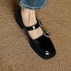 Fashion NEW Spring/Autumn Women Pumps Square Toe Chunky Heel Shoes Split Leather Shoes for Women Buckle Strap Mary Janes Shallow Shoes