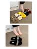 2025 Autumn/Winter Women's Fuzzy Flat Slippers - One-Strap, Letter Design, Versatile Korean Style, Warm Outdoor Footwear (EU)