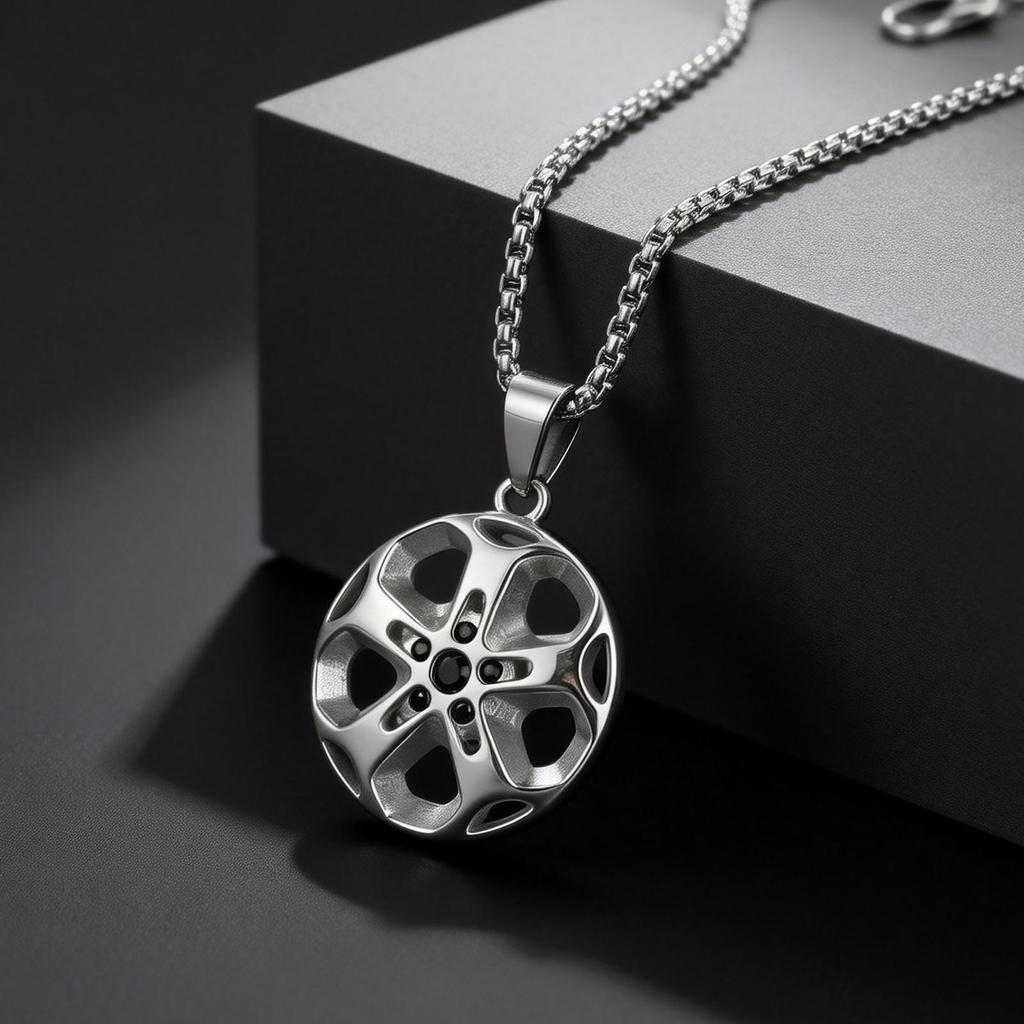 Kreative Einzigartige Radnaben Anhänger Halskette Inlay Zirkonia Edelstahl Halskette Mode Punk Schmuck für Männer Geschenk
