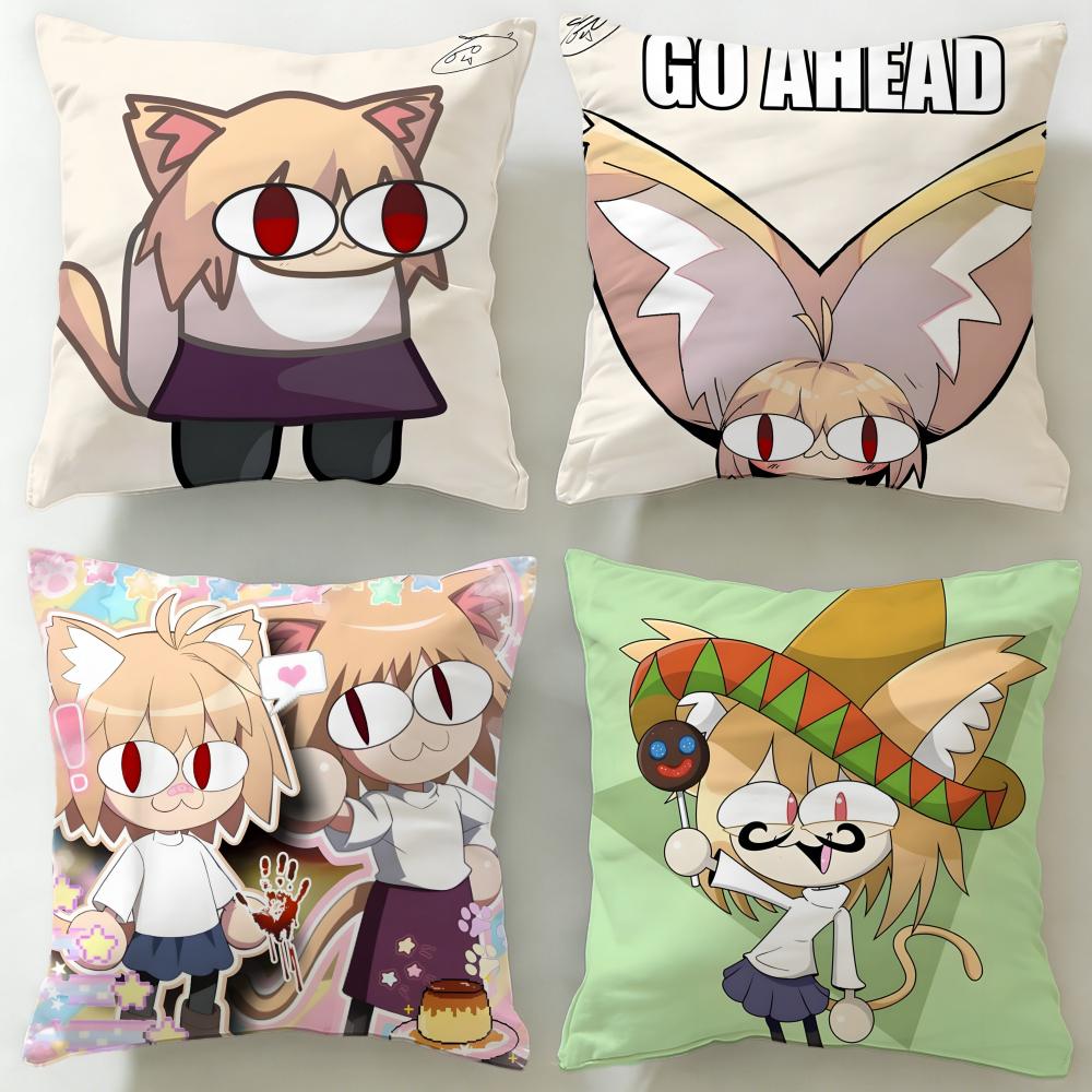 popular anime character Neco Arc Cushion Cover Soft & Easy-Wash Pillow Case – Versatile for Couch, Bed, Travel and Office