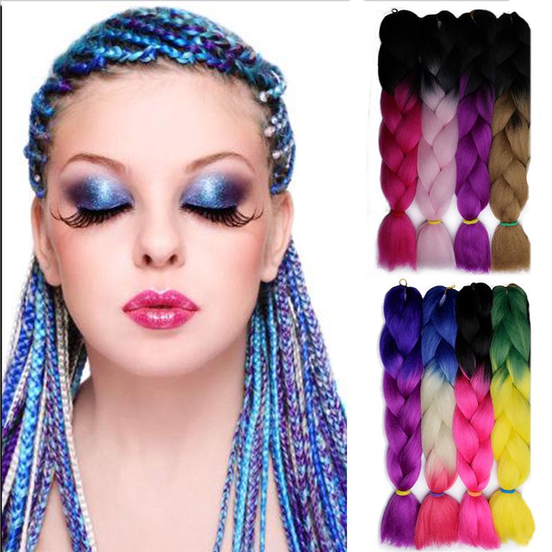 Buy Women Fashion Wig Gradient Color Big Braid Pigtail Hair Extension
