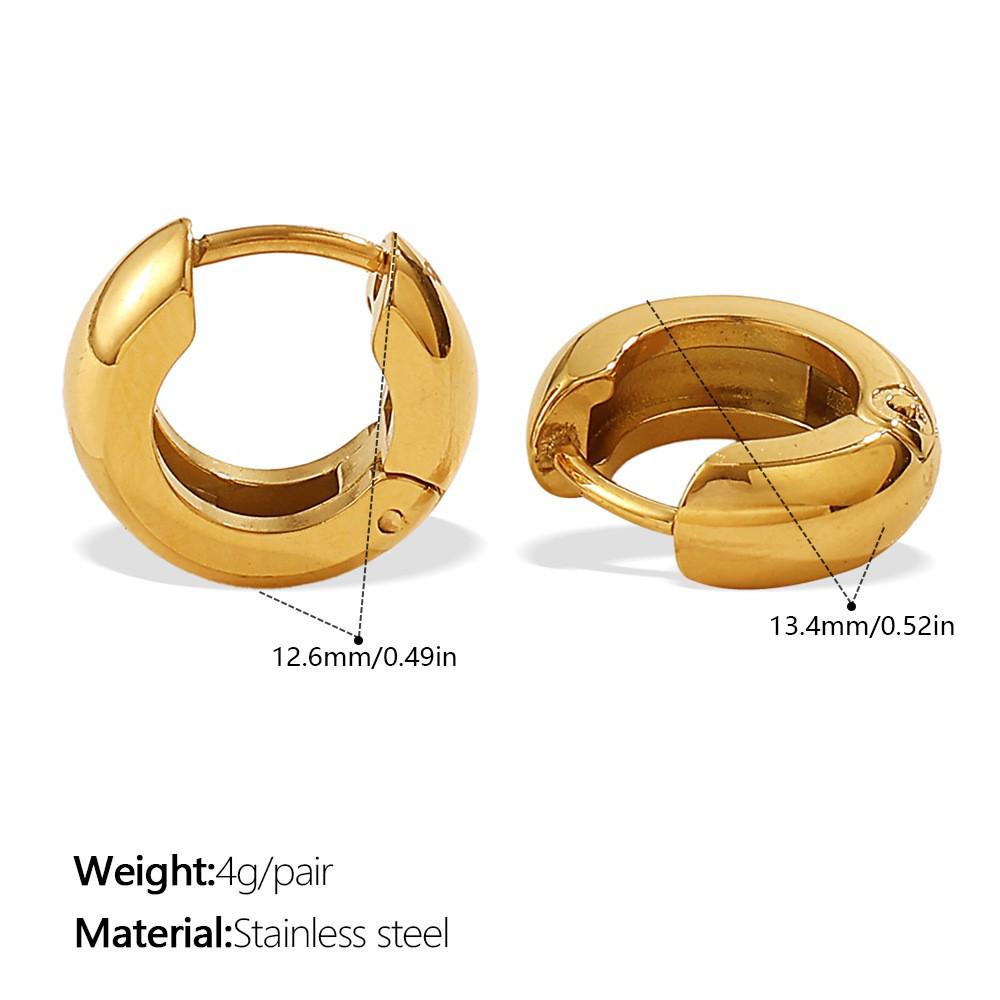 Minimalist Geometric Circle 18K Gold Plated Stainless Steel Hoop Earrings - Women's Light Luxury, Cold Style Jewelry