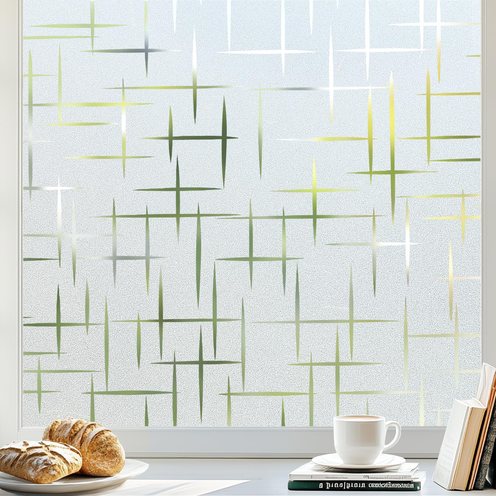 

Матовая защитная пленка для окон из матового стекла - статическое клейкое покрытие с УФ-блокировкой, крестообразное покрытие для входной двери ванной комнаты, стеклянная пленка для окон 75x200 cm