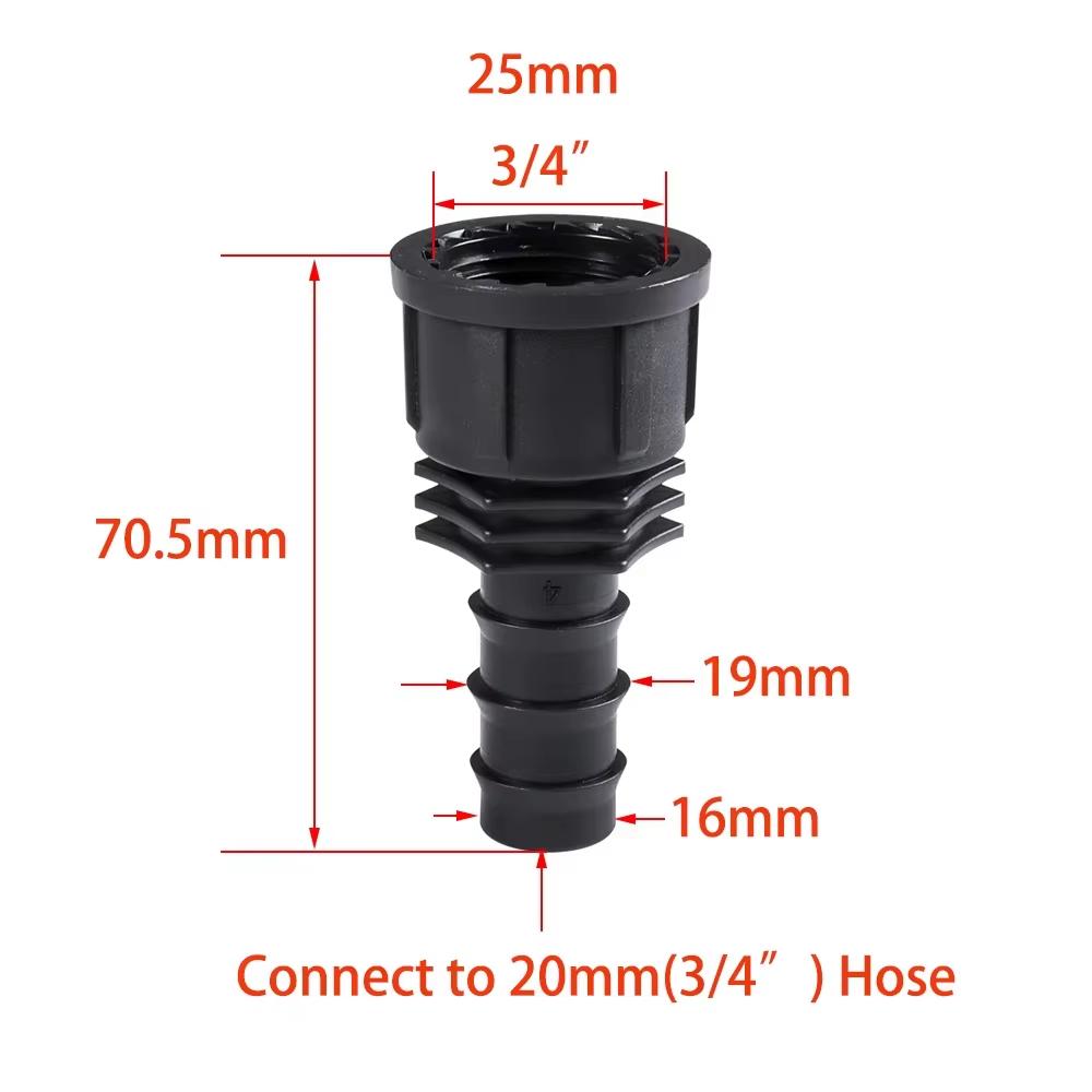 Plastic Garden Hose Connector 1/2 3/4 Female to Male Thread 1/2 3/4 1 Inch Barb Fitting Irrigation Pipe Connector 16mm 20mm 25mm