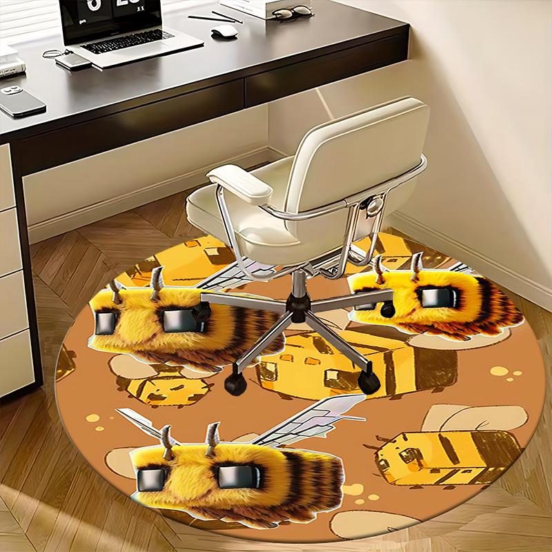 Bee Print,Honeycomb Pattern Chair mat Round Rug Office carpet, Non slip, Suitable for Living Rooms, Bedrooms decor.1205359a