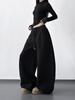 Women's Stylish Black Velvet Wide-Leg Sports Pants - New 2025 Winter Fashion, High Street Casual Style
