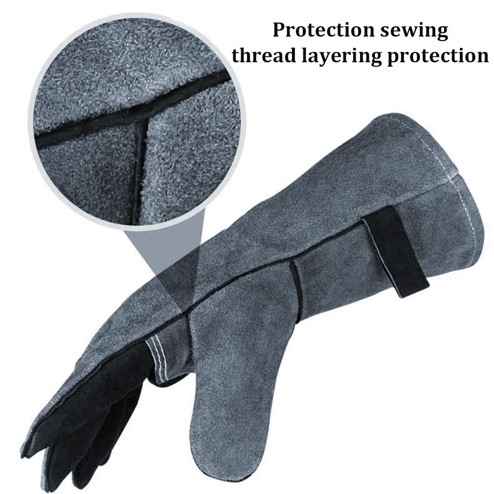 Extreme Fire And Heat Resistant Gloves Leather Gloves with Aluminum Foil Insulated Suitable for Barbecue Tig Welding Mig
