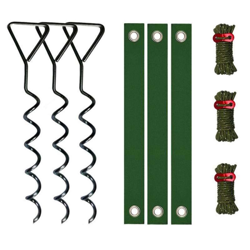 

Heavy Duty Tree Stake Set Straightening Kit Helical Metal Stakes & Double-Layer Strap Bold Antirust Tree Supports чёрный