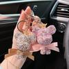 Stylish Diamond Crown Bear Keychain with Ribbon - Charming Doll Accessory and Elegant Gift