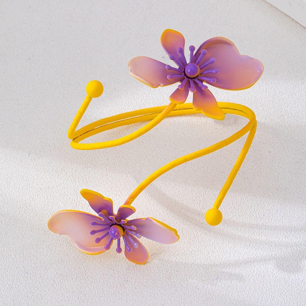 Openable Floral Armlet Colorful Metal Upper Arm Bracelet Boho Flower Arm Cuff  Beach