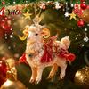 Weihnachtsbaum-Hängedekoration 2D Flaches Schaf-Ornament mit Lanyard, Acryl Individuelles Geschenk-Anhänger für Zuhause Party Festlich Und Saisonal Andenken