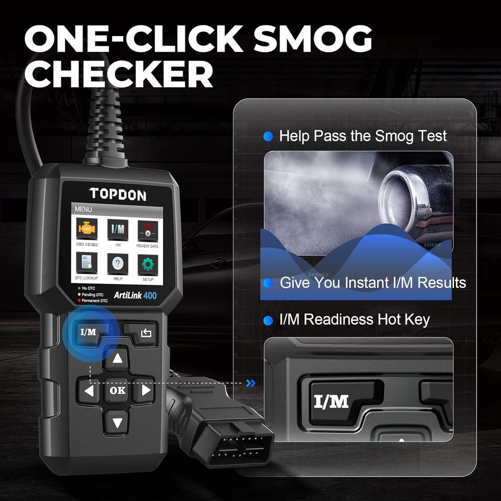 AL400 OBD2 Scanner, Full OBDII Code Reader with DTC Lookup, Clear Codes, Freeze Frame, One-Click I/M, Lifetime Updates