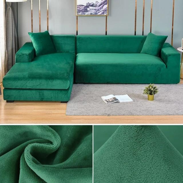 Velvet Sofa Cover for Living Room Thick Elastic Sofa Cover 1/2/3/4 Seater L Shaped Corner Sofa Cover Stretch Cover for Sofa