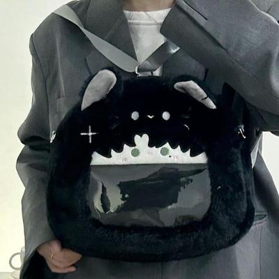 New Trend Black Shoulder Bag Niche Cute Plush Bag College Style Backpack Leisure Versatile Crossbody Bags Autumn Winter Fur Bag