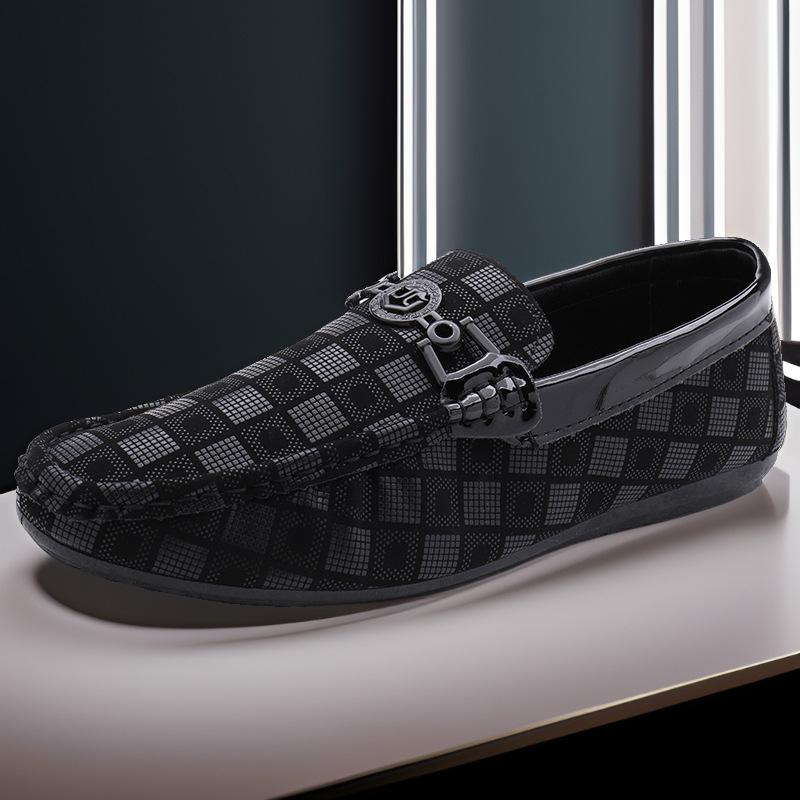 

Doudou shoes men s 2025 autumn new lazy one-pedal plaid men s shoes trendy shoes leather shoes casual single shoes 39