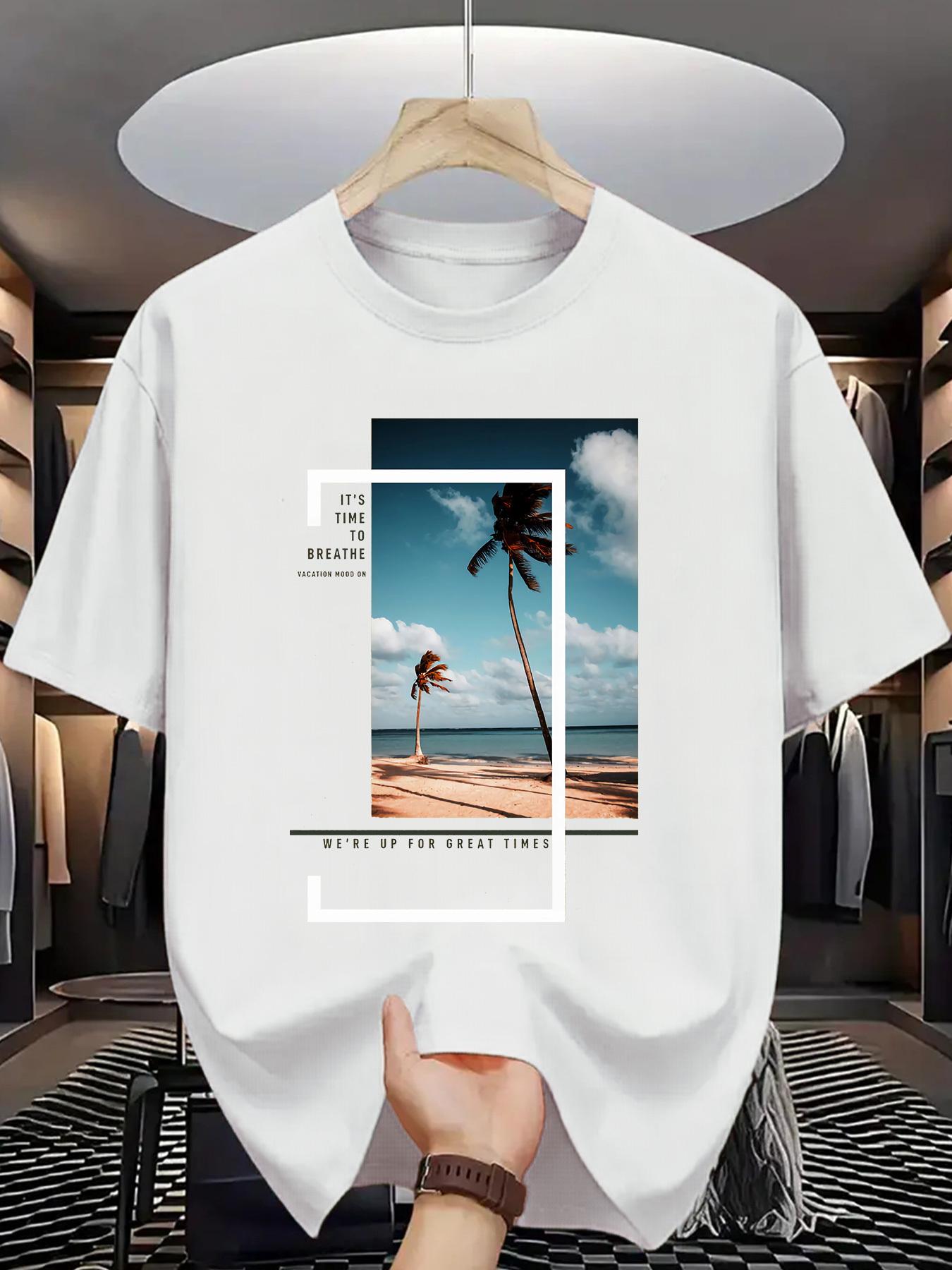 Summer Mens Fashion Pattern Short Sleeved Tshirt Summer Casual Daily Short Sleeved Fashion Design Letter Print M