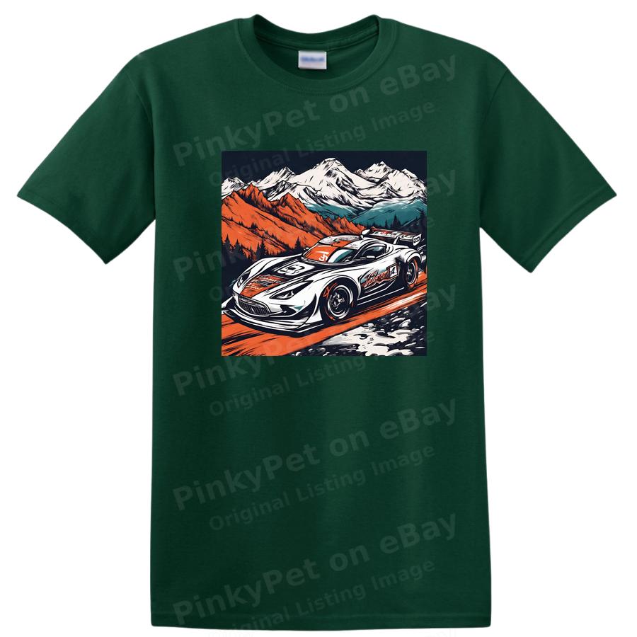 Racing Car Mountain Adventure Graphic T Shirt Cool Car Tee for Drivers