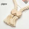 Reusable Magnetic Tiebacks 1Pc Boho Curtain Tieback, Twisted Rope Wooden Bead Quick Secure Ties Holders, Decorative Drapery Holdbacks for Bedroom