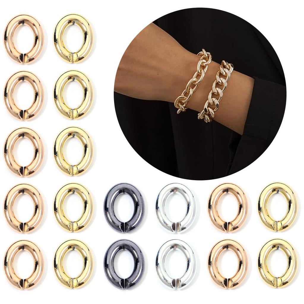 20pcs/bag 28X23mm Plated Acrylic Chain Buckle Link Chain Connector For Jewelry Making Bracelet Necklace Handbag Chain Wholesale