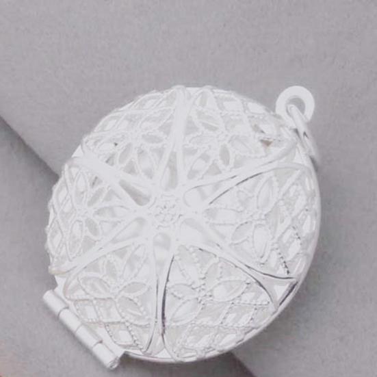 Hollow Round Pendant Long Durable Sturdy Snake Chain Hollow Photo Locket Pendant for  Evening Party